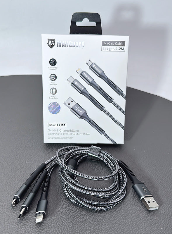 Maxguard 1.2m 3 in 1 cable