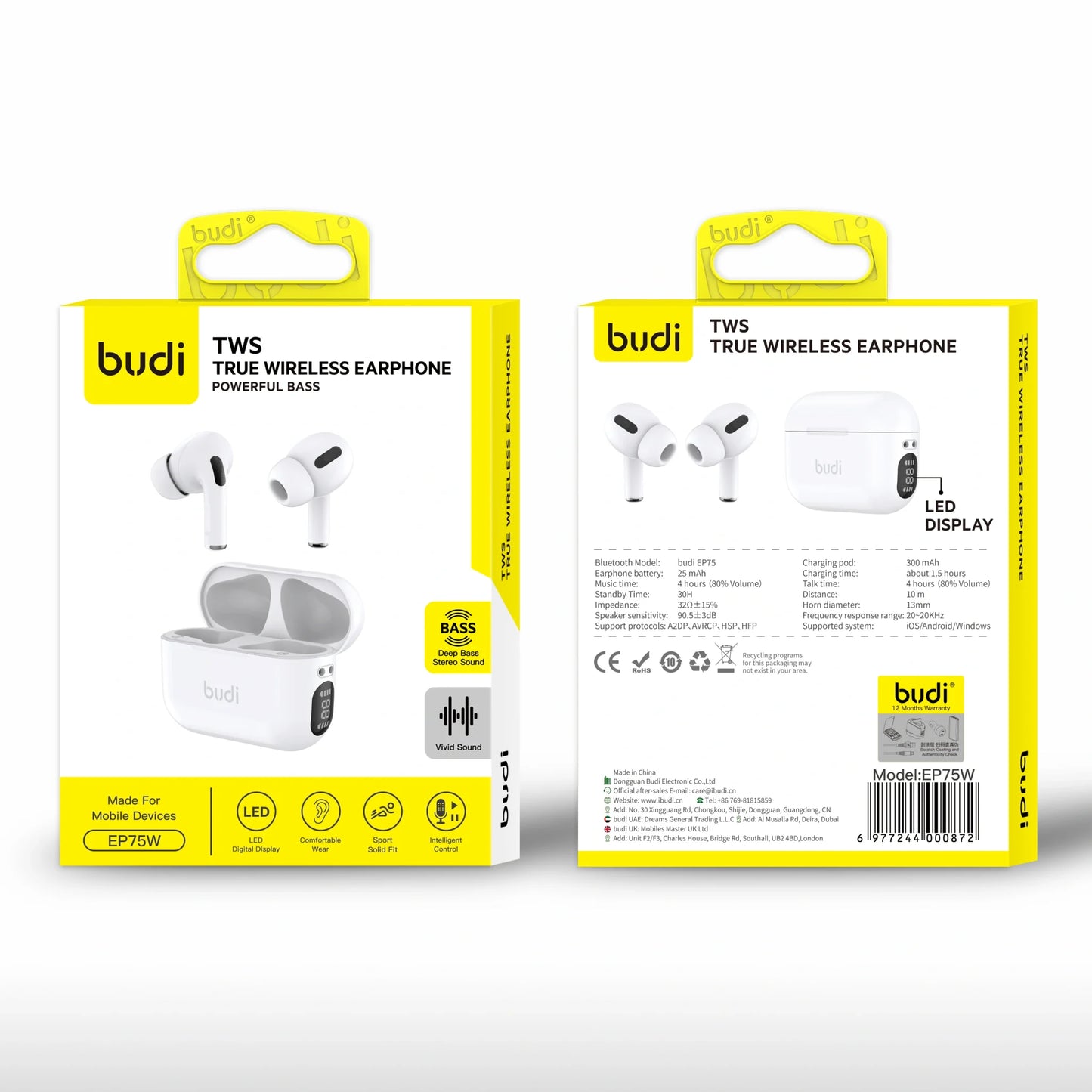 Budi wireless BASS Earphones