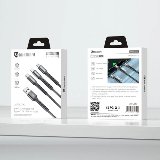 Maxguard 1.2m 3 in 1 cable