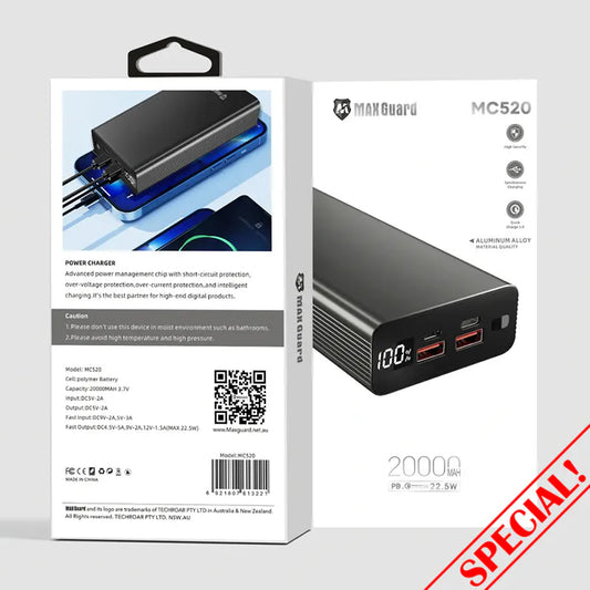 Maxguard 22.5W 20000 mah aluminum power bank
